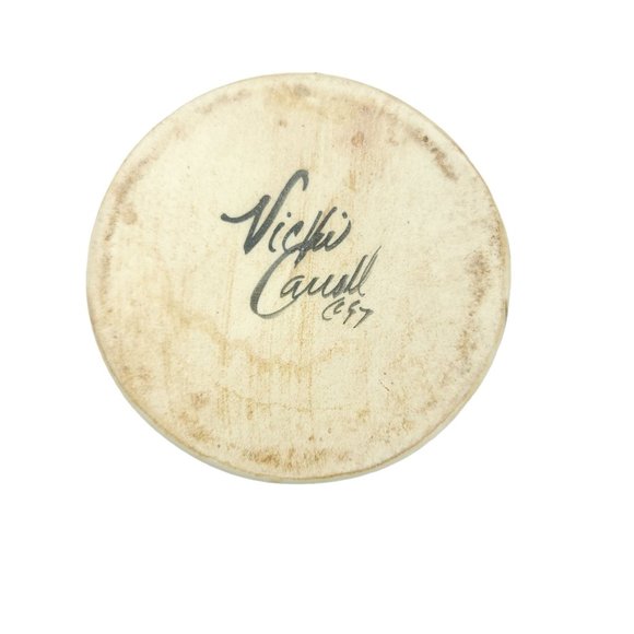 Vicki Carroll Pottery Ceramic Oil Lamp Vintage Yellow Blue White Floral Decor - Picture 4 of 12